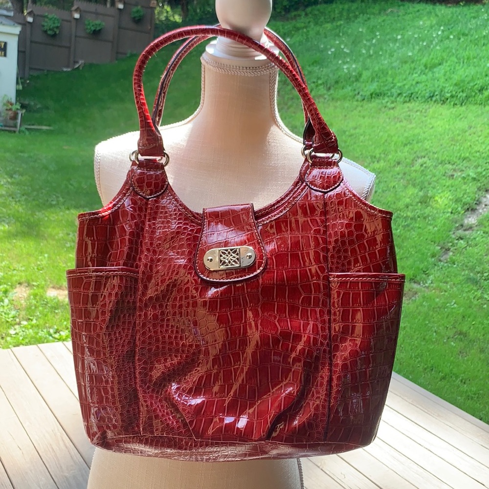 Rosetti ? Red Faux Patton Leather Alligator/Crocodile handbag fits on shoulder